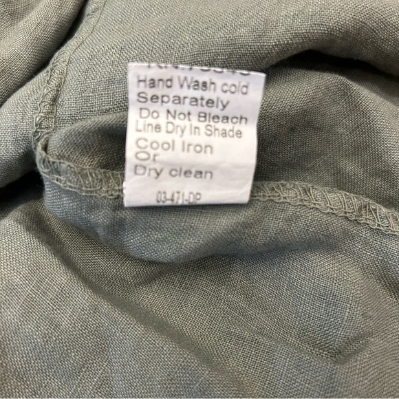 LUNGO L’ARNO Linen Olive Green Shift Plus Size Dress Size 1X - Picture 7 of 8